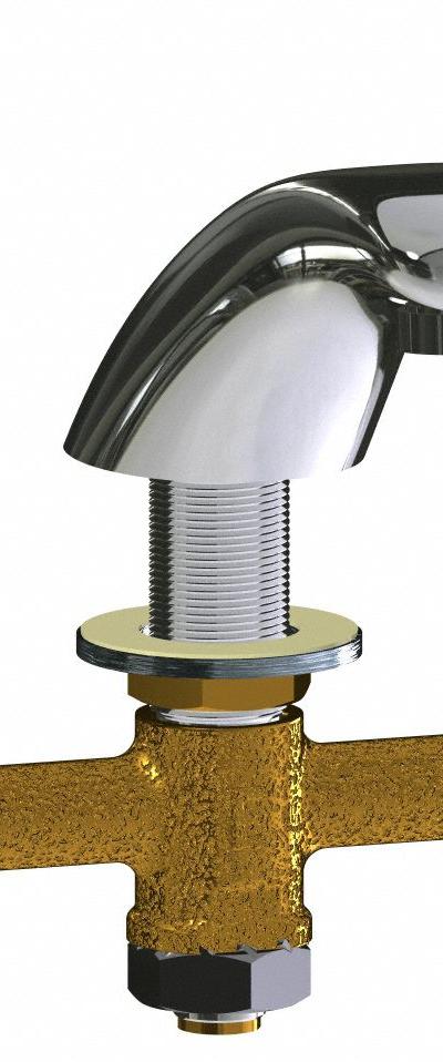 CHICAGO FAUCETS Handle-Operated Faucet: 404 - Widespread Push-Button Metering Bathroom Faucets