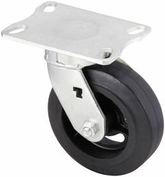 APPROVED VENDOR Plate Caster: Corrosion-Resistant, Swivel, Rubber, 6 in Wheel Dia, 2 in Wheel Wd (MPN P25S-RY060R-16). Key specifications — Wheel/Tread Color: Black; Brand: APPROVED VENDOR; Roll Up: Swivel.