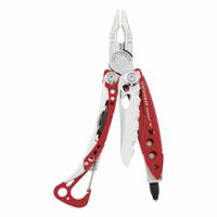 LEATHERMAN Pliers: Multi-Tool Plier, 7 Tools, 7 Functions, 4 in Closed Lg, 6 in Open Lg, RED, Pliers (MPN 832305). Key specifications — attr15951: LEATHERMAN; attr15966: 25-year warranty; attr10312: RED; attr15960: Locking Blade; attr15963: Stainless Steel; attr15971: Multi-Tool Plier; attr15972: Included Bits -Phillips #1-2 & 3/16" Screwdriver, Carbide Glass Breaker & 1/4" Screwdriver; attr15977: Fold Open.