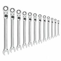 GEARWRENCH Combination Ratcheting Wrench Set: Alloy Steel, Full Polish Chrome, 12 Tools, Std, Metric (MPN 85698). Key specifications — attr309581: Full Polish Chrome; attr309580: Alloy Steel; attr309571: No; attr309583: No; attr309587: Yes; attr324931: GEARWRENCH.