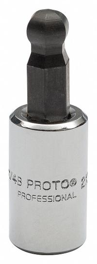 PROTO Socket Bit: 1/4 in Drive Size, Ball Hex Tip, 7/32 in Tip Size, 1 1/2 in Overall Lg, SAE (MPN J47707/32B). Key specifications — attr1204765: Fixed Insert; attr1204767: PROTO.