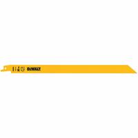 DEWALT Reciprocating Saw Blade: 18 Teeth per Inch, 12 in Blade Lg, 0.75 in Blade Thick, Metal, 5 PK (MPN DW4822). Key specifications — attr1109198: 18; attr1109200: Rigid for Straight Cuts; attr1109201: Straight; attr1109209: DEWALT.