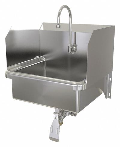 SANI-LAV Hand Sink: 1 Stations, 7 in Bowl Dp, 17 in Bowl Lg, 14 in Bowl Wd, Faucet Included - One-Station Wall-Mounted Hand Sinks with Faucets