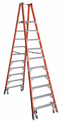 WERNER Twin Platform Stepladder: 10 ft Ladder Size, Fiberglass, 300 lb Load Capacity, 73 lb Wt (MPN PT7410-4C). Key specifications — Brand: WERNER; Included Features: Guard Rail.
