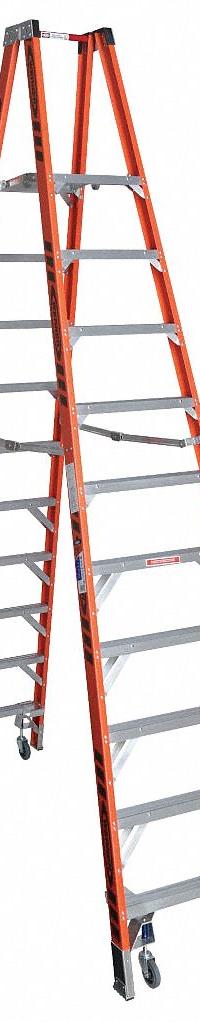 WERNER Twin Platform Stepladder: 10 ft Ladder Size, Fiberglass, 300 lb Load Capacity, 73 lb Wt (MPN PT7410-4C). Key specifications — Brand: WERNER; Included Features: Guard Rail.