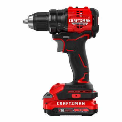 CRAFTSMAN Cordless Drill: 1/2 in Chuck, 1,700 RPM Max., Brushed, Battery Included - Craftsman Cordless Pistol-Grip Drills