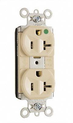 PASS & SEYMOUR Receptacle: Hospital Grade, Duplex, 5-20R, Ivory, 125V AC, 15 A, 2 Pole / 3 Wire (MPN PT8300HI). Key specifications — attr1367147: PASS & SEYMOUR.