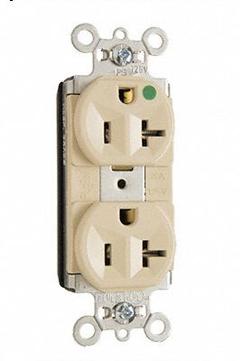 PASS & SEYMOUR Receptacle: Hospital Grade, Duplex, 5-20R, Ivory, 125V AC, 15 A, 2 Pole / 3 Wire (MPN PT8300HI). Key specifications — attr1367147: PASS & SEYMOUR.