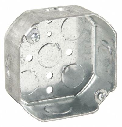 RACO Electrical Box: Steel, Steel Material & Nominal Size, Octagon, 2 Gangs - Ceiling Electrical Boxes