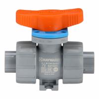 HAYWARD Manual Two-Way Ball Valve: 1/2 in Pipe Size, True Union - Socket & FNPT, CPVC, 60°F to 215°F (MPN CVH2050ASTV0A00). Key specifications — Brand: HAYWARD.