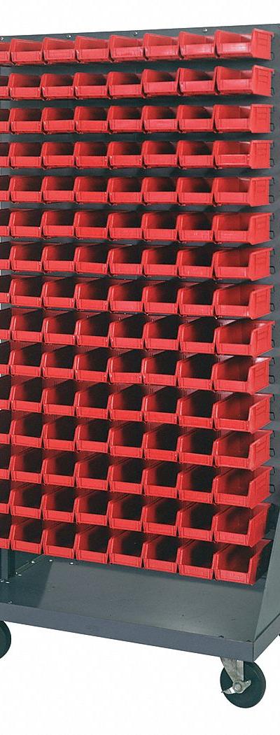 QUANTUM STORAGE SYSTEMS Mobile Louvered Floor Rack: 36 in x 24 in x 72 in - Vertical Mobile Louvered Racks with Bins