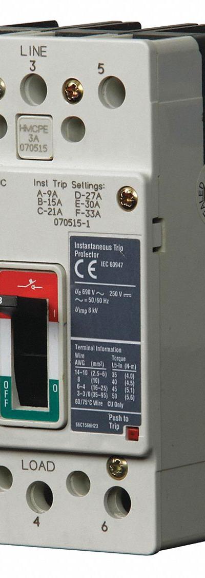 EATON Molded Case Circuit Breaker: 100 A Amps, 65kA at 600V AC, Fixed, ABC, Line/Load Lug - Eaton Motor Circuit Protectors
