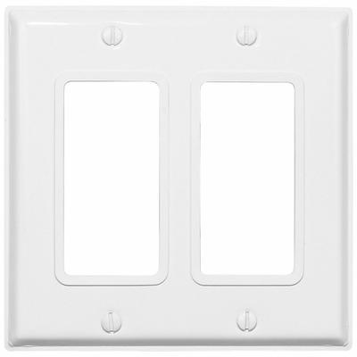 LEVITON Wall Plate: Decorator-Rocker, 2 Gang, White - Cleanroom-Rated Gasketed Wall Plates