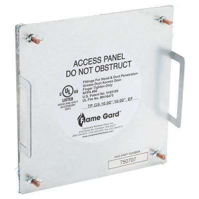 FLAME GARD Duct Access Door: 10 in x 10 in, 16 ga, Steel, Thumbscrews, 2,300°F Max Temp Rating - Fire-Rated Flat Access Doors