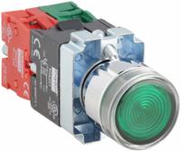DAYTON Illuminated Push Button: Illuminated, Extended Profile, Metallic, 22 mm, 1NO/1NC (MPN 30G201). Key specifications — Brand: DAYTON; Action: Momentary; Series: Dayton; Terminal Connection: Pressure Plate; Push Button Material Type: Metallic.