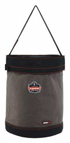 ERGODYNE Bucket Bag: 16 in W x 20 in H x 16 in L, Gray, Canvas, 0 Pockets, Buckle (MPN 5935T). Key specifications — attr1118525: ERGODYNE; attr1125037: Gray; attr1125041: Canvas; attr1203718: Yes.