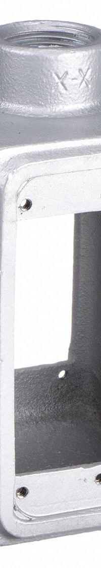 APPLETON ELECTRIC Electrical Box: Iron, Rectangular, 1 Gangs, 3/4 in Hub Size, 18 cu in Capacity (MPN FS-1D-75). Key specifications — Color: Gray; Brand: APPLETON ELECTRIC.