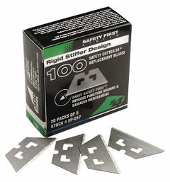 PACIFIC HANDY CUTTER, INC Safety Blade: 1 11/16 in Blade Lg, 3/4 in Blade Wd, Steel, 100 PK (MPN SP-017). Key specifications — attr307708: 22VA95; attr307711: Steel; attr307707: No; attr324888: PACIFIC HANDY CUTTER, INC.