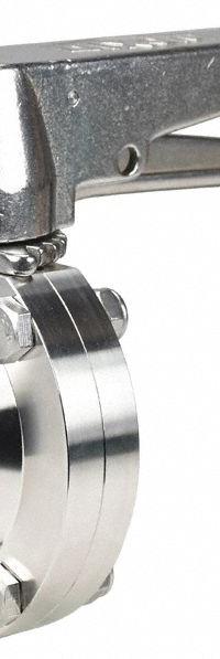 DIXON Butterfly Valve: 1/2 in Pipe Size, Solder, 140 psi Max. Pressure (CWP), 316L Stainless Steel (MPN B5107V050BB-C). Key specifications — Average Surface Roughness (Ra): ≤ 32 micron; Brand: DIXON; Stop Positions: 13; Handle Type: Lever; Body Material: 316L SS; Disc Material: 316L SS.