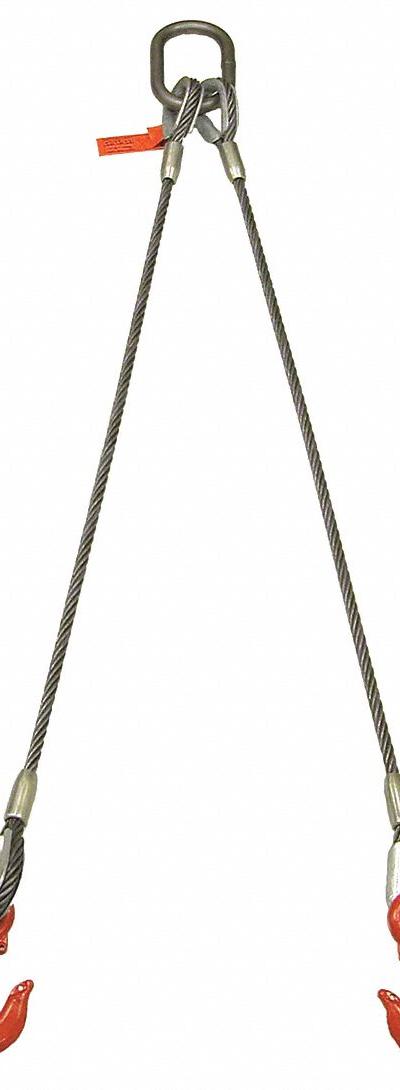 LIFT-ALL Sling, Wire Rope, 2 Ft L - Two-Leg Bridle Wire Rope Slings