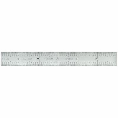 STARRETT Steel Rule, Spring Tempered: C606R-6, 6 in, 0.05 in Thick, 1/10 in/1/50 in - Steel Rulers