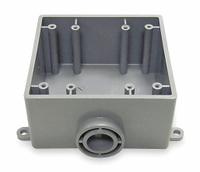 CANTEX Electrical Box: PVC, Rectangular, 2 Gangs, 3/4 in Hub Size, 37.3 cu in Capacity, Gray (MPN 5133381). Key specifications — Color: Gray; Brand: CANTEX.