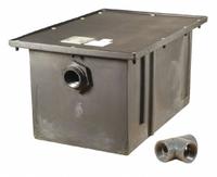 ZURN Grease Interceptor: 14 lb Capacity, 7 gpm Flow Rate, 14 1/2 in Overall Wd, 20 in Overall Lg (MPN GT2702-07). Key specifications — Material: Plastic; Includes: Mounting Hardware; Brand: ZURN.