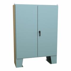 HAMMOND Electrical Enclosure: Steel, 72 in x 60 in x 21 in, NEMA 12, w/Panel, Solid Cover, Hinged (MPN 1422E20F). Key specifications — Brand: HAMMOND; Closure Method: Handle; Knockouts: Not Included.