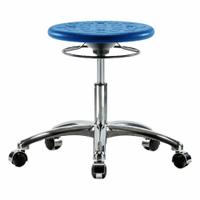 Stool: Polyurethane, Ht Range 16 1/4 in to 21 1/2 in, 13 in Seat Wd, 13 in Seat Dp, 0 Glides, Blue (MPN IPDHSO-CR-CC-BLU). Key specifications — Brand: APPROVED VENDOR; Foot Support: No; Base Material: Aluminum; ESD-Safe: Not ESD Safe; Number of Casters: 5.