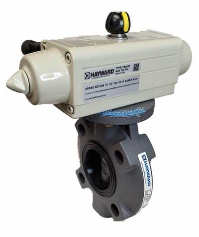 HAYWARD FLOW CONTROL Pneumatically Actuated Two-Way Ball Valve: 1/2 in, PVC - PVC Pneumatically-Actuated Ball Valves