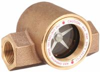 DWYER Window Sight Flow Indicator with Impeller: Rotor, Bronze, 1/4 in FNPT, 1/4 in Connection Size (MPN SFI-100-1/4). Key specifications — For Media Type: Gear Lube; Brand: DWYER; Sight Material: Tempered Glass; Connection Type: FNPT; Flow Direction: Horizontal Right; Seal Material: Buna-N; Wetted Material: ABS.