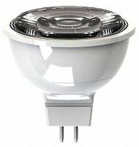 GE LAMPS Compact LED Bulb: LED, MR16, 2-Pin (GU5.3), 6.5 W Watt, 50 W Incandescent Watt Equivalency (MPN LED6.5DMR16W82725). Key specifications — Bulb Finish: Clear; Color Temperature: 2700K; Shatter-Resistant: No; Brand: GE LAMPS; Voltage: 12 V; Bulb Shape: MR16.