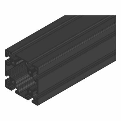 FAZTEK T-Slot Framing Extrusion: 15 Series, 12 ft Lg, 3 in x 3 in, Black, Quad - Square Grooved Inch Profiles