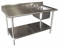 ADVANCE TABCO Scullery Sink: 1 Bowls, 40 1/2 in Overall Ht, 60 in Overall Lg, 30 in Overall Wd (MPN KMS-11B-305R). Key specifications — Faucet Handle Type: Lever; Brand: ADVANCE TABCO; Faucet Operation: Dual Manual Handle.