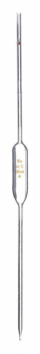 APPROVED VENDOR Volumetric Pipette: 50 mL Capacity, 50 mL Graduation Increments, Non-Sterile, Glass (MPN 5PTE1). Key specifications — attr1080643: Non-Sterile; attr1073884: APPROVED VENDOR; attr1080635: Not Individually Wrapped; attr1080640: Volumetric; attr1080636: Glass; attr1080641: Volumetric Pipette.
