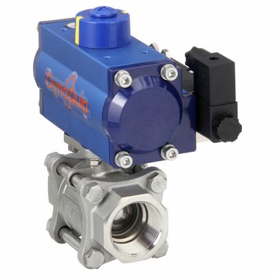 DYNAQUIP CONTROLS Pneumatically Actuated Two-Way Ball Valve: 1 1/4 in, Stainless Steel - Stainless Steel Pneumatically-Actuated Ball Valves