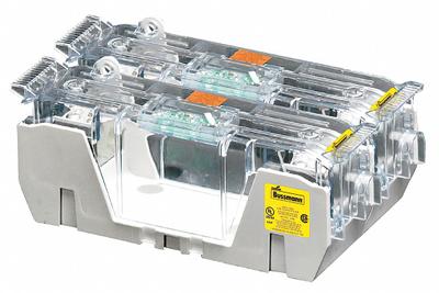 BUSSMANN Fuse Block: Open Block Design, 2 Pole, 250 V AC, Box Lug - Fuse Blocks for UL Class H & K Fuses