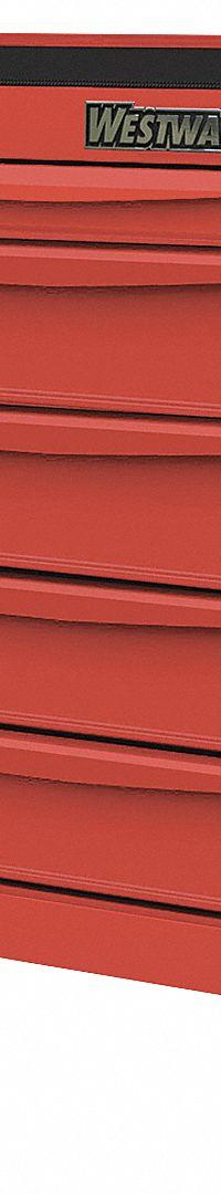 WESTWARD Rolling Tool Cabinet: Red / Red Drawer, 28 11/16 in W x 18 1/8 in D x 33 7/8 in H (MPN 48RJ74). Key specifications — Brand: WESTWARD.