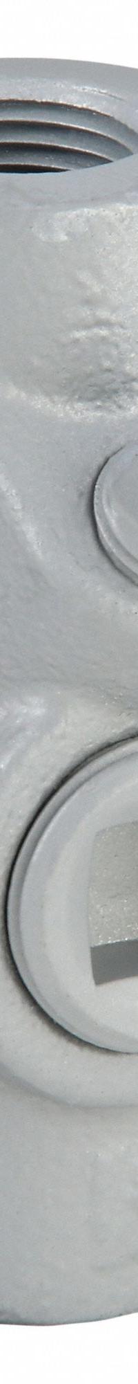 Sealing Fitting - Vertical and Horizontal: Iron, 1/2 in Trade Size, Female, NPT, EYSEF (MPN EYSEF50). Key specifications — Brand: APPLETON ELECTRIC; Connection Type: Threaded; Thread Gender: Female; Ends - Hazardous Fittings: 1/2 in FNPT x 1/2 in MNPT; Material: Iron; Hazardous Location Rating: Class III; Thread Type: NPT; Standards: UL 886.