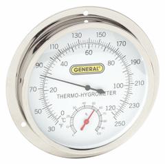 GENERAL Analog Hygrometer: 0%to 100% Humidity Range, Wall, ±4°F/±2°C (MPN 3LYU4). Key specifications — Humidity Accuracy: ±6% RH; Display Type: Dial; Brand: GENERAL.