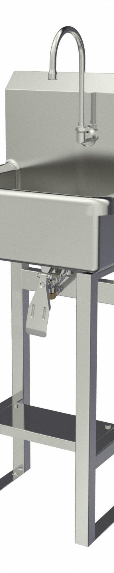 SANI-LAV Wash Station: 43 1/2 in Overall Ht - One-Station Freestanding Hand Sinks with Faucets