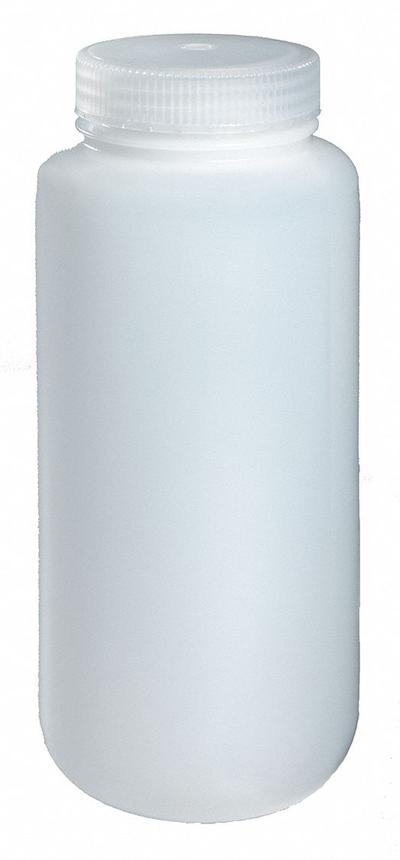 NALGENE Sampling Bottle: HDPE, 960 mL, 32 fl oz, Closure Included, Natural, 63-415 - HDPE Wide Mouth Round Lab Bottles