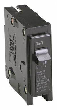 EATON Circuit Breaker: 15 A, 120/240V AC, Single Phase, 10kA at 120/240V AC, Type BR Loadcenters (MPN BR115). Key specifications — Amps: 15 A; AC Voltage Rating: 120/240V AC; Phase: Single; Max. AIR Rating: 10kA at 120/240V AC; Circuit Breaker Type: Standard; For Use With: Type BR Loadcenters; Brand: EATON.