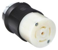 HUBBELL Locking Connector: Non-NEMA, Black/White, 250/600V AC, 10 A_20 A Current Rating, 4 Poles (MPN HBL3523C). Key specifications — Brand: HUBBELL.