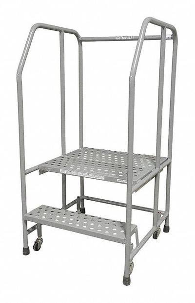 COTTERMAN Rolling Ladder: 1.7 ft Platform Ht, Assembled, Steel, Wt-Actuated Auto-Lock - Steel Weight-Actuated Ladders