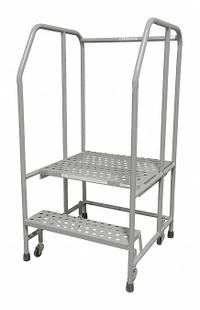 COTTERMAN Rolling Ladder: 1.7 ft Platform Ht, Assembled, Steel, Wt-Actuated Auto-Lock, Serrated (MPN 1002R2626A3E30B3C1P6). Key specifications — Includes Handrails: Handrails Included; Material: Steel; Brand: COTTERMAN; Color: Gray.