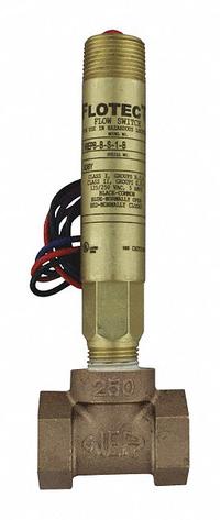 DWYER Flow Switch: Paddle, 1/2 in/1/4 in/2 in/3/8 in For Pipe Size, Brass, 1 1/4 in NPT, NPT, SPDT (MPN V6EPB-B-S-4-B). Key specifications — Brand: DWYER; Contact Rating (DC): 3 A (Inductive) @ 30V (CSA, ATEX and IECEx Models); For Pipe Size: 1/4 in; Hazardous Location Rating: Class I, Div 1 and 2, Group A, B, C, D; Contact Rating (AC): 5 A @ 125/250V (CSA, ATEX and IECEx Models).