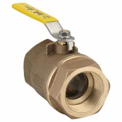 APOLLO Manual Two-Way Ball Valve: 2 1/2 in, Bronze, Straight, FNPT x FNPT, Std Port, Two-Piece, PTFE (MPN 7010910A). Key specifications — Brand: APOLLO; Handle: Lever.