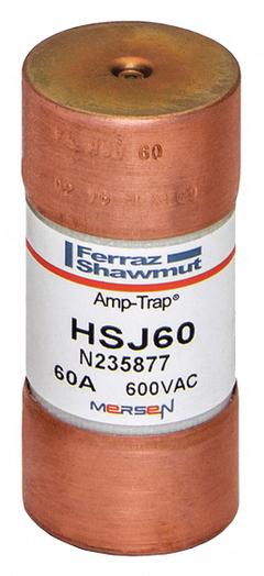 MERSEN Fuse: HSJ Series, Class J, Cylindrical Body, Very-Fast-Acting, 60 A, 600 V AC, 500 V DC (MPN HSJ60). Key specifications — Series: HSJ; Brand: MERSEN.