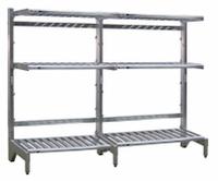 NEW AGE INDUSTRIAL Cantilever Rack: 72 in x 21 in x 72 in, 3 Shelves, 300 lb Shelf Capacity (MPN 99877). Key specifications — Material: Aluminum; Shelf Configuration: Standalone; Brand: NEW AGE INDUSTRIAL.